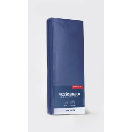 Prześcieradło z gumką 200x220 mikrofibra satynowa ciemne niebieskie