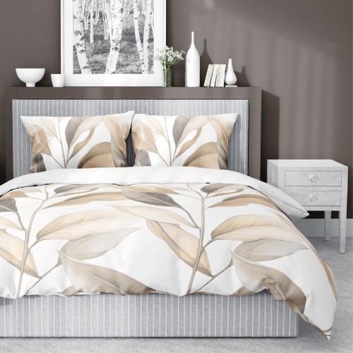 Pościel satynowa bawełna 160x200 Delikatny Liść 5057B