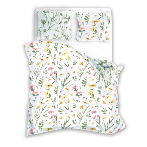 Pościel satynowa bawełna 160x200 Łąkowy Zefir MILAGRO VERDE 002