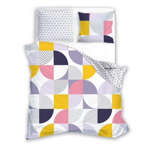 Pościel satynowa bawełna 160x200 Geometria Pasteli MILAGRO VERDE 008