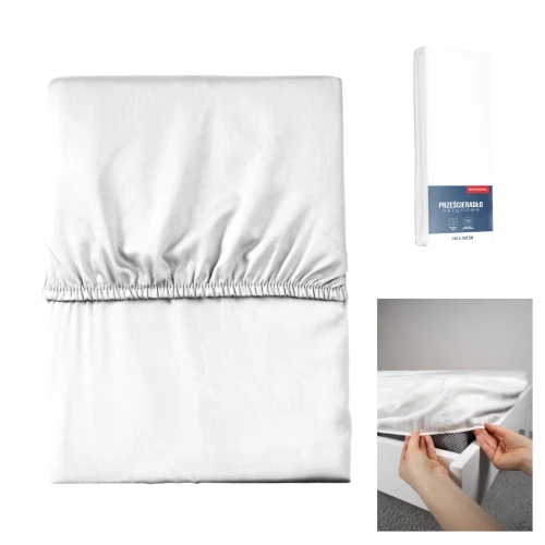 Prześcieradło z gumką 180x200 białe mikrofibra satynowa
