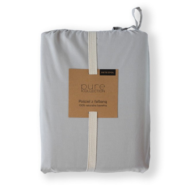Przejdź do produktu Pościel bawełniana 200x220 z falbanką PURE JASNOSZARA