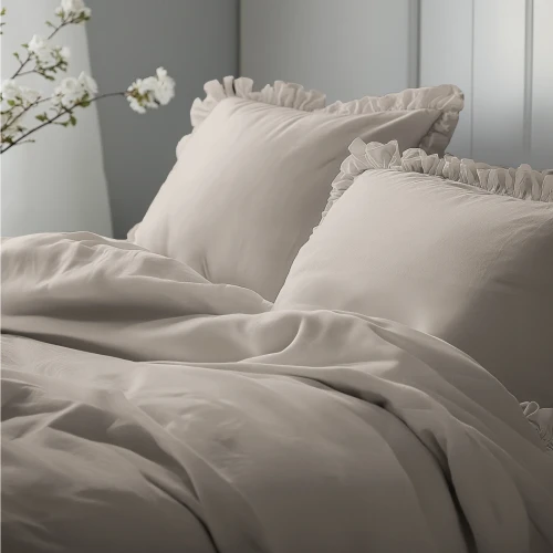 Pościel bawełniana 200x220 z falbanką Pure TAUPE