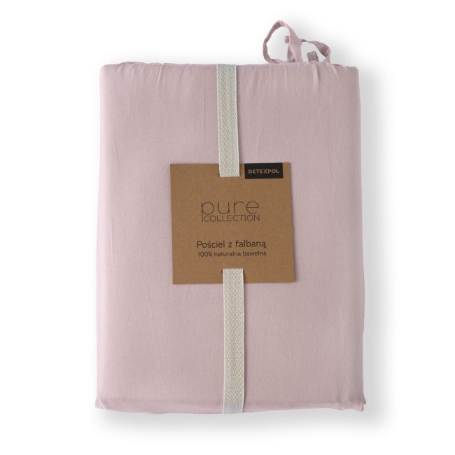 Przejdź do produktu Pościel bawełniana 200x220 z falbanką Pure RÓŻOWA