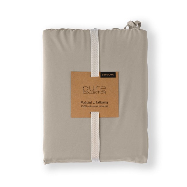 Przejdź do produktu Pościel bawełniana 160x200 z falbanką PURE TAUPE