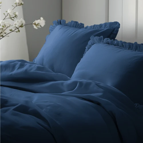 Pościel bawełniana 160x200 z falbanką PURE DENIM