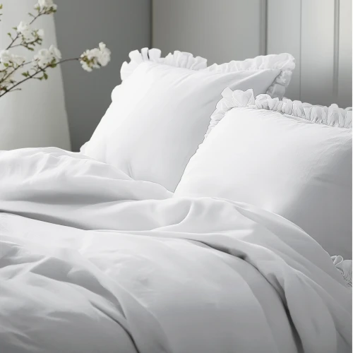 Pościel bawełniana 160x200 z falbanką PURE BIAŁA