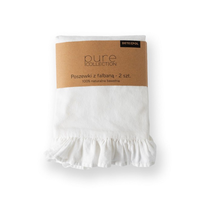 Przejdź do produktu Poszewki 40x40 z falbanką Bawełna PURE 2 szt. Biała