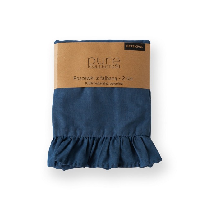 Przejdź do produktu Poszewki 40x40 z falbanką Bawełna PURE 2 szt. DENIM