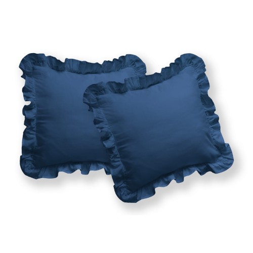 Poszewki 40x40 z falbanką Bawełna PURE 2 szt. DENIM