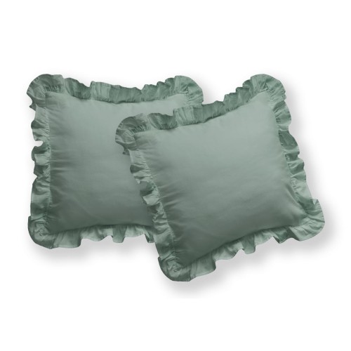 Poszewki 40x40 z falbanką Bawełna PURE 2 szt. MIĘTOWA