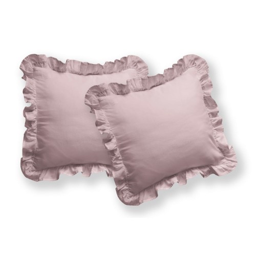 Poszewki 40x40 z falbanką Bawełna PURE 2 szt. RÓŻOWA