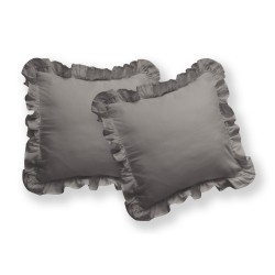 Poszewki 40x40 z falbanką Bawełna PURE 2 szt. CIEPŁOSZARA