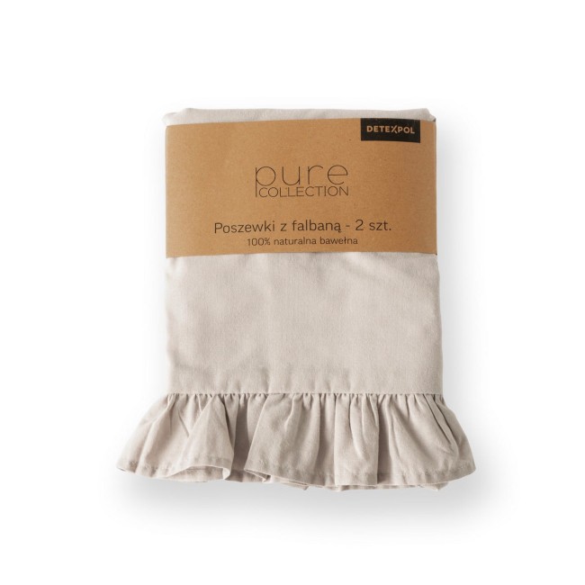 Przejdź do produktu Poszewki 40x40 z falbanką Bawełna PURE 2 szt. BEŻOWA