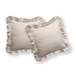 Poszewki 40x40 z falbanką Bawełna PURE 2 szt. BEŻOWA