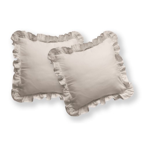 Poszewki 40x40 z falbanką Bawełna PURE 2 szt. BEŻOWA