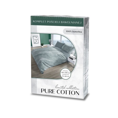 Pościel bawełniana 200x220 Szary granit PURE COTTON 014 opakowanie