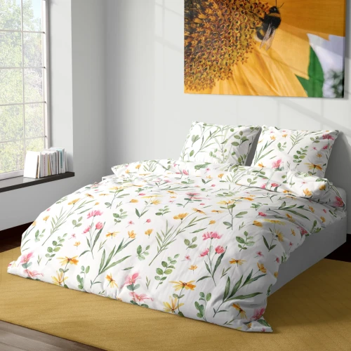 Pościel satynowa bawełna 200x220 Łąkowy Zefir MILAGRO VERDE 002