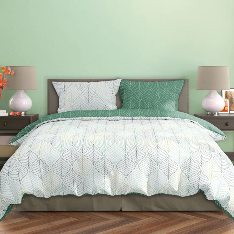 Pościel satynowa bawełna 160x200 Naturalny Rytm MILAGRO VERDE 014