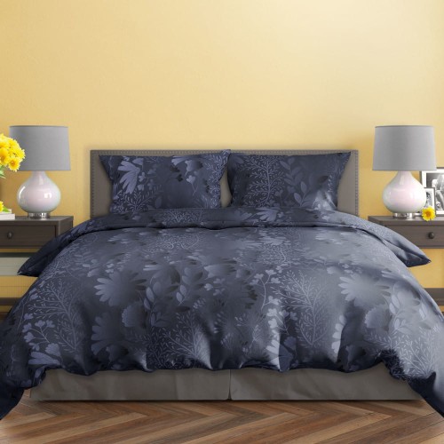 Pościel satynowa bawełna 200x220 Orientalna Noc Czarna Elegancja MILAGRO VERDE 016