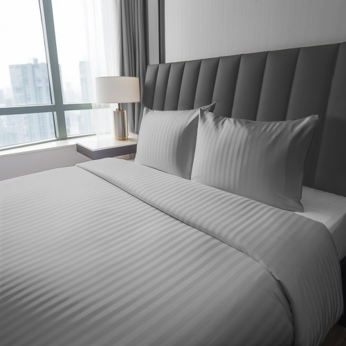 Pościel adamaszek 200x220 Bawełna 100% satynowo-atłasowa Pure szara jasna