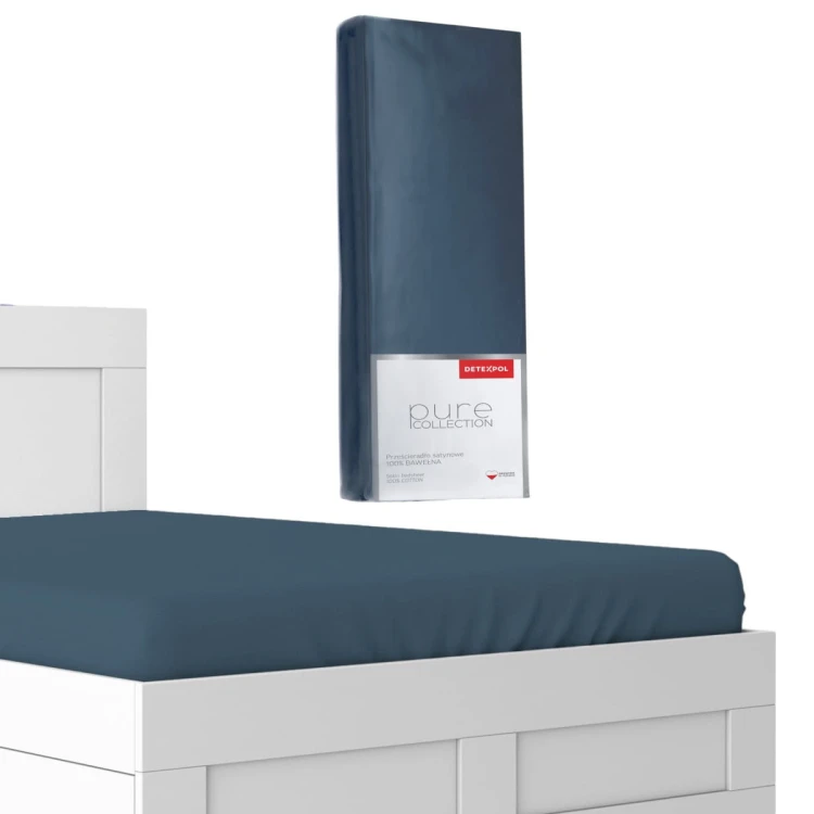 Prześcieradło z gumką 200x220 bawełna satynowa Denim