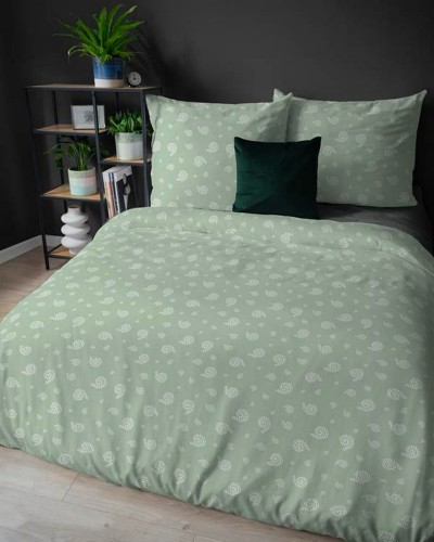 Pościel flanelowa 200x220 Miętowy Spacer Ślimaka 5624A