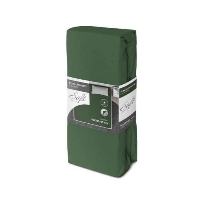 Przejdź do produktu Prześcieradło z gumką 90x200 bawełna jersey zielone
