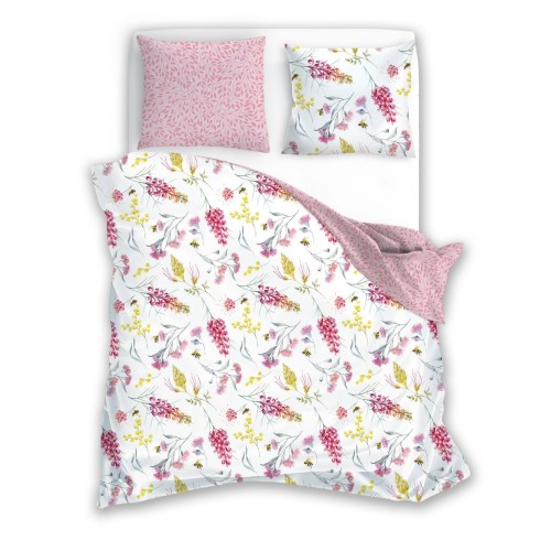 Pościel satynowa bawełna 200x220 Akwarelowe Liście MILAGRO VERDE 019