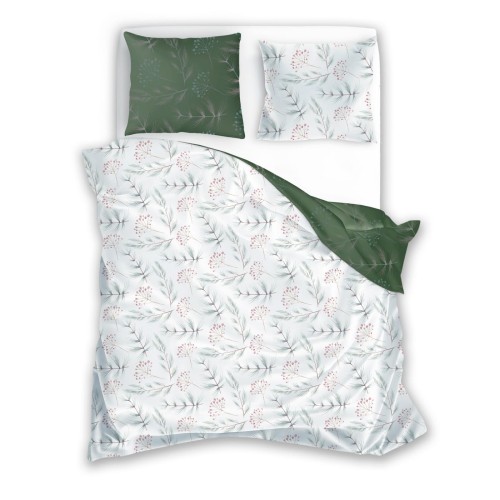 Pościel satynowa bawełna 200x220 Leśny Poranek MILAGRO VERDE 020