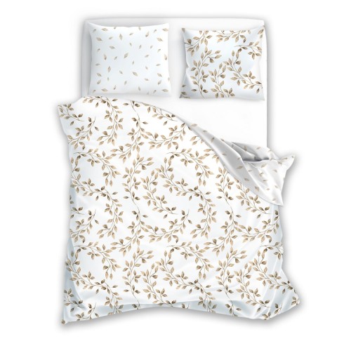 Pościel satynowa bawełna 200x220 Liściasta Elegancja MILAGRO VERDE 021
