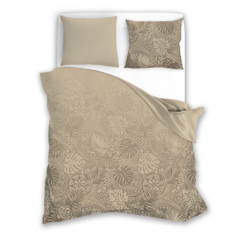 Pościel satynowa bawełna 200x220 Piaskowy Raj MILAGRO VERDE 024