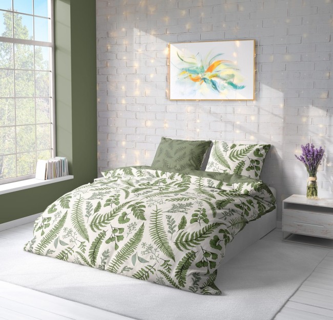Przejdź do produktu Pościel satynowa bawełna 200x220 Leśna Zieleń BOHO 008