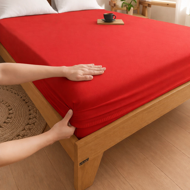 Przejdź do produktu Prześcieradło z gumką 90x200 bawełna 100% czerwone