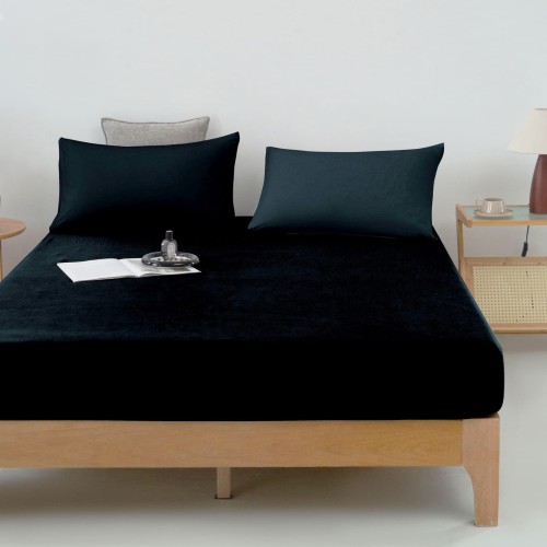 Prześcieradło z gumką 160x200 bawełna 100% satyna czarny 3327