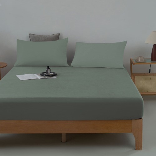 Prześcieradło z gumką 160x200 bawełna 100% satyna szałwiowa zieleń 3328