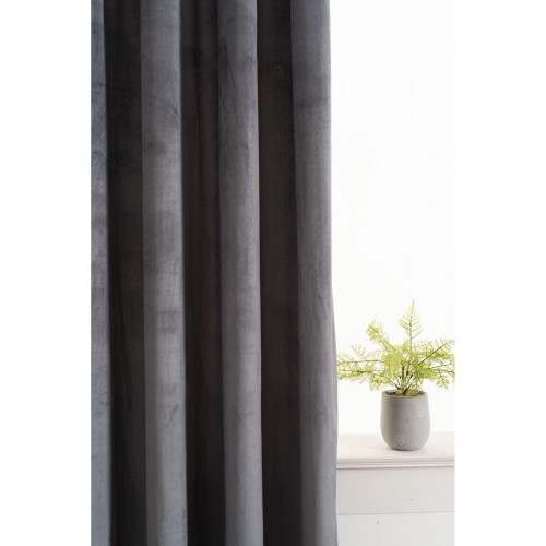 Zasłona do salonu 140x250 na przelotkach welurowa ciemny szary