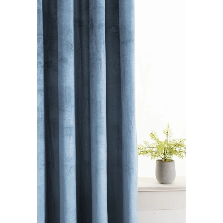 Zasłona 140x250 na taśmie żabki welurowa HAZE BLUE