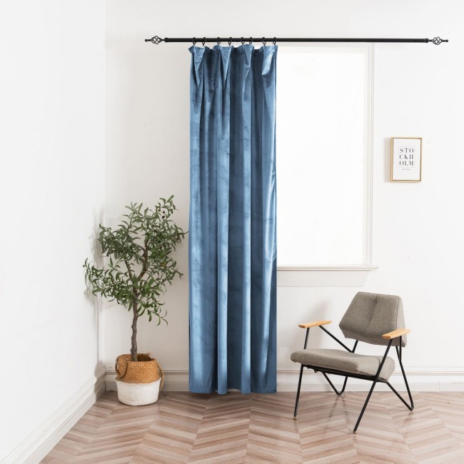 Przejdź do produktu Zasłona 140x250 na taśmie żabki welurowa HAZE BLUE