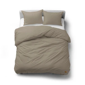 Pościel bawełniana 200x220 taupe z ozdobnymi guzikami PURE ECO LINE