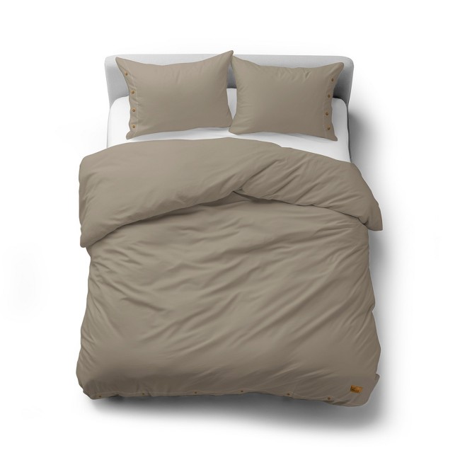 Przejdź do produktu Pościel bawełniana 200x220 taupe z ozdobnymi guzikami PURE ECO LINE