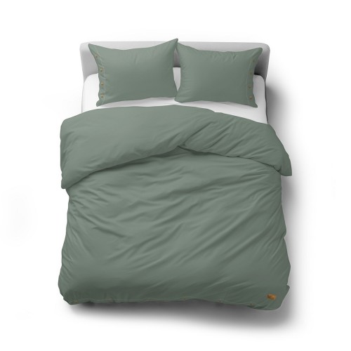 Pościel bawełniana 200x220 miętowa z ozdobnymi guzikami PURE ECO LINE