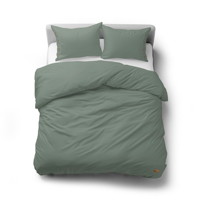 Przejdź do produktu Pościel bawełniana 160x200 miętowa z ozdobnymi guzikami PURE ECO LINE