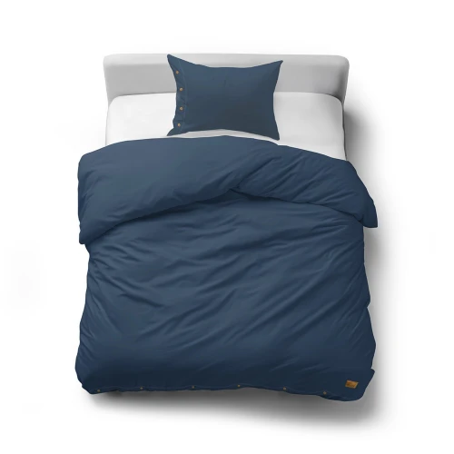 Pościel 140x200 bawełniana DENIM z ozdobnymi guzikami PURE ECO LINE