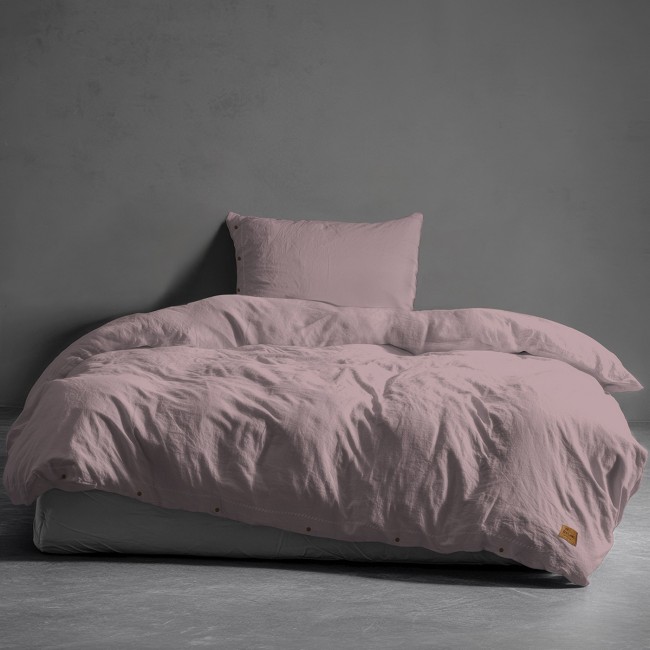 Przejdź do produktu Pościel 140x200 bawełniana RÓŻOWA z ozdobnymi guzikami PURE ECO LINE