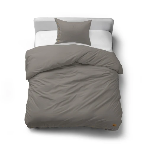 Pościel 140x200 bawełniana CIEPŁOSZARA z ozdobnymi guzikami PURE ECO LINE