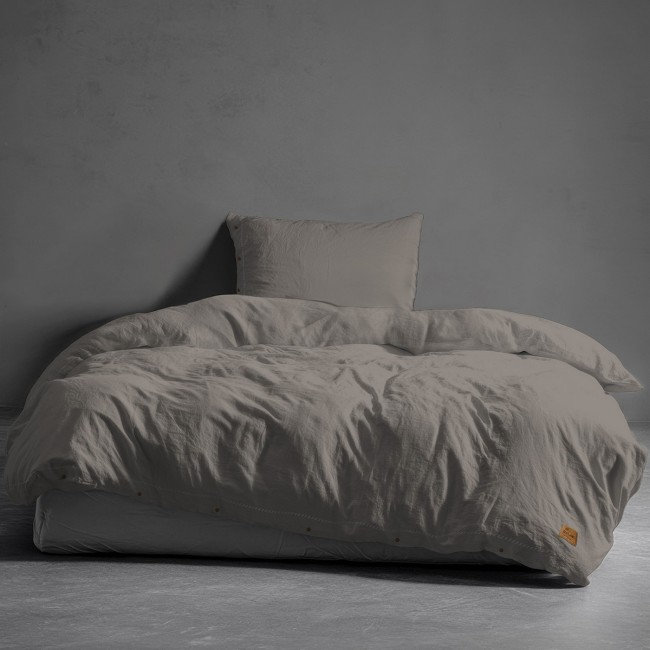 Przejdź do produktu Pościel 140x200 bawełniana CIEPŁOSZARA z ozdobnymi guzikami PURE ECO LINE