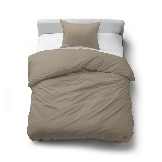 Przejdź do produktu Pościel 140x200 bawełniana TAUPE z ozdobnymi guzikami PURE ECO LINE