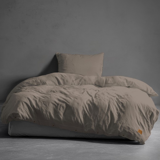 Przejdź do produktu Pościel 140x200 bawełniana TAUPE z ozdobnymi guzikami PURE ECO LINE