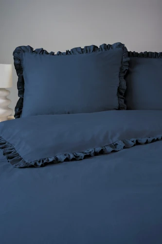 Pościel 140x200 bawełniana z falbanką PURE DENIM